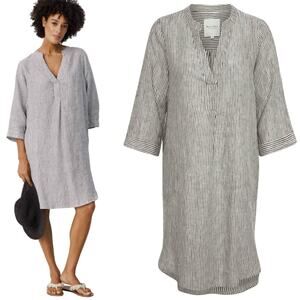 Part Two Linen Dress Stripes Pockets Nainelik